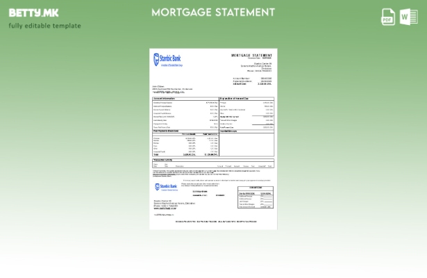 модерен стил Извод за хипотека од Зимбабве Станбик банка во шаблон за формати Wo